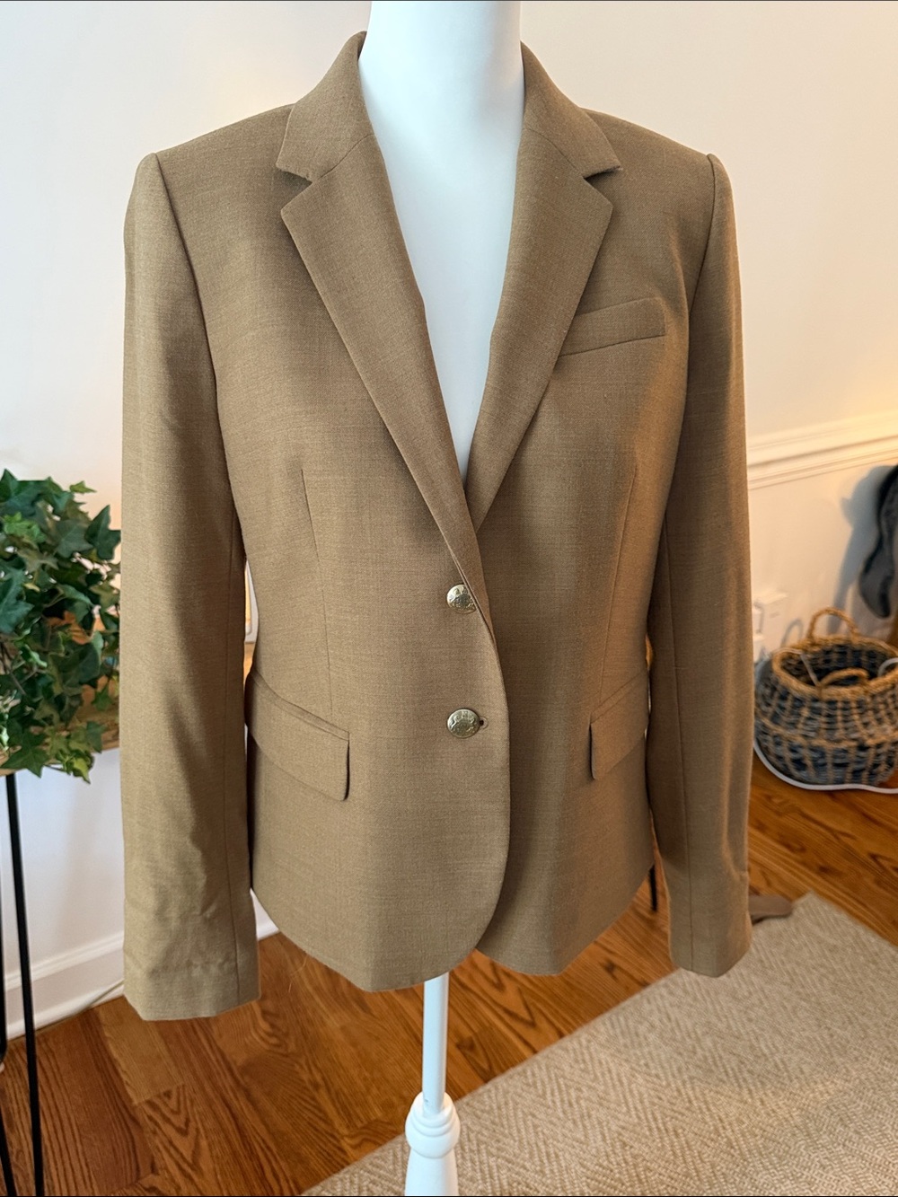 J. Crew Tan Two-Button Tailored Wool-Blend Blazer Size 10